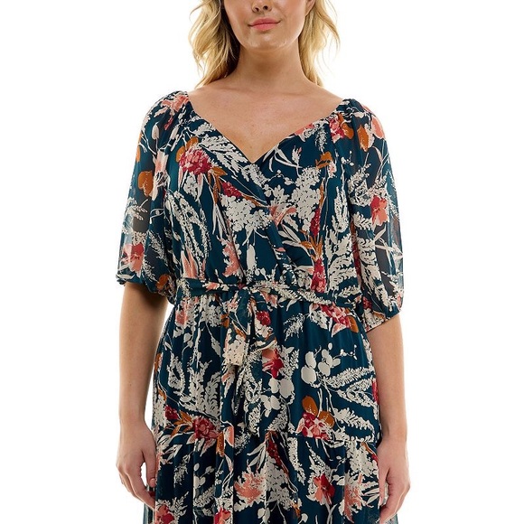 Luxology Women's V Neck Tiered Maxi Dress, Sz: M, Green - Picture 4 of 12